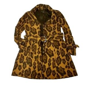 INC International Concepts Leopard Print Trench Coat With Belt Medium
